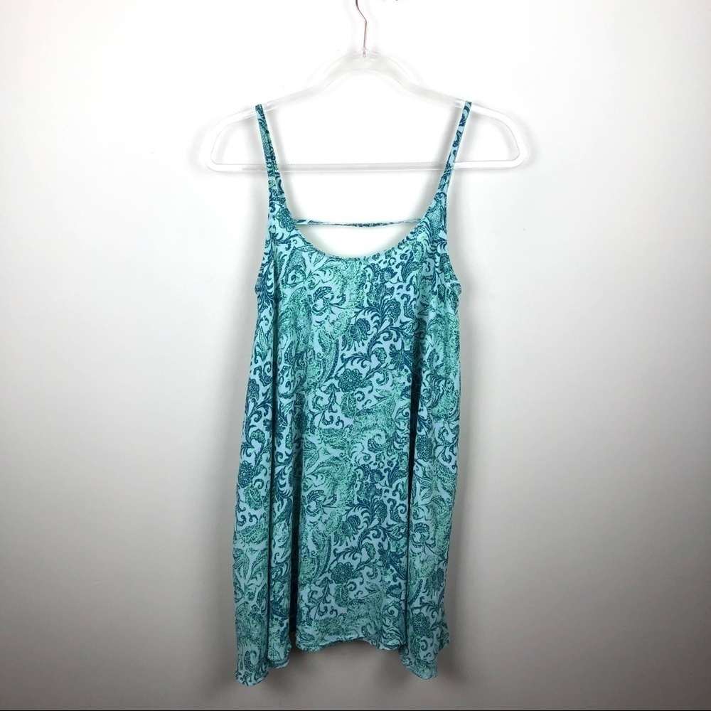 Free People Emily Slip Dress Blue & Green Floral